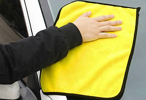 Рушник 30х30 см сіро-жовтий потовщений, флісовий, високої щільності