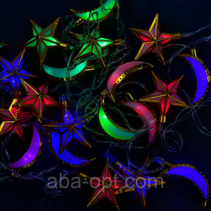 Гірлянда світлодіодна С 31303 (100) 20 лампочок, 5 метрів, мультиколор,від мережі 220 В, у пакеті, фото 1