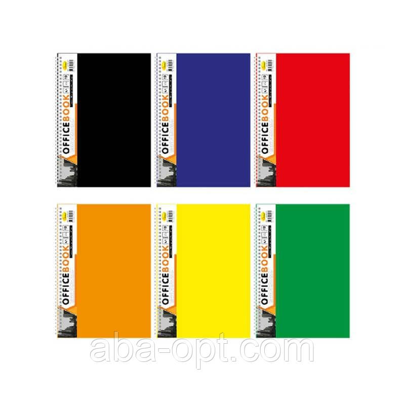 Гр Блокнот Б-БП4-80 / АП-1502 (10) А4, 80арк, пластик, пружина збоку "Апельсин" ВИДАЄТЬСЯ МІКС ВИДІВ, фото 1