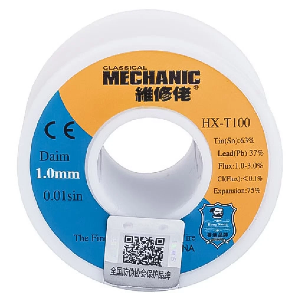Припій Mechanic HX-T100 (Sn63/Pb37), діам.-1мм, 100гр.