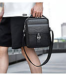 Чоловіча сумка через плече Weixier Барсетка Чоловіча сумка для документів Чорна, фото 3