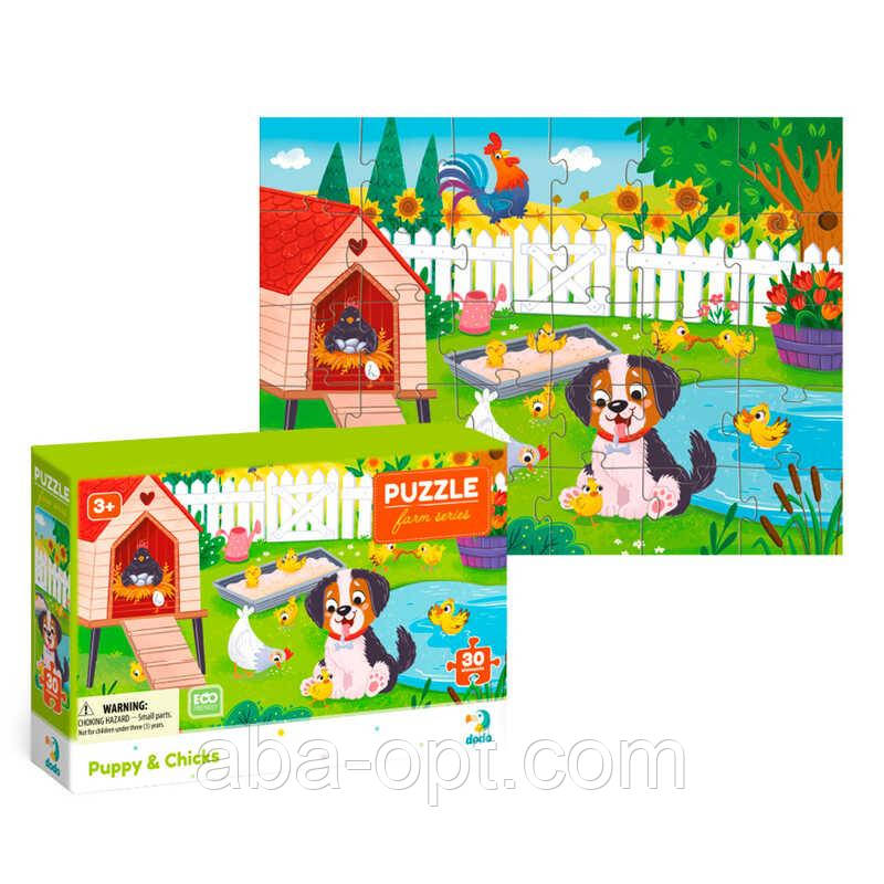 Гр Пазл "Песик та курчата" 300681 (96) "DoDo", 30 елементів, в коробці, фото 1