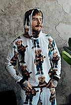 Комфортний білий чоловічий спортивний костюм з модним принтом, фото 2