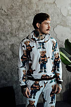 Комфортний білий чоловічий спортивний костюм з модним принтом, фото 4