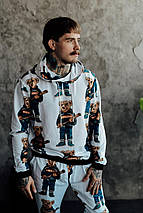 Комфортний білий чоловічий спортивний костюм з модним принтом, фото 5