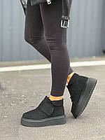 Женские зимние классические ботинки Без Бренда на платформе, зимние черные полуботинки для девушки, женская зимняя замшевая обувь