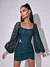 Мереживне плаття-двійка з корсетним верхом із рукавами ліхтариками та міні спідницею (р. S, M) 66py6146Е, фото 10