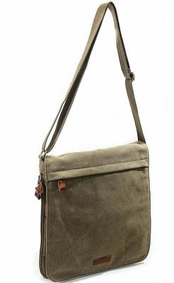 Сумка чоловіча через плече повсякденна барсетка з текстилю 6505 зеленого кольору