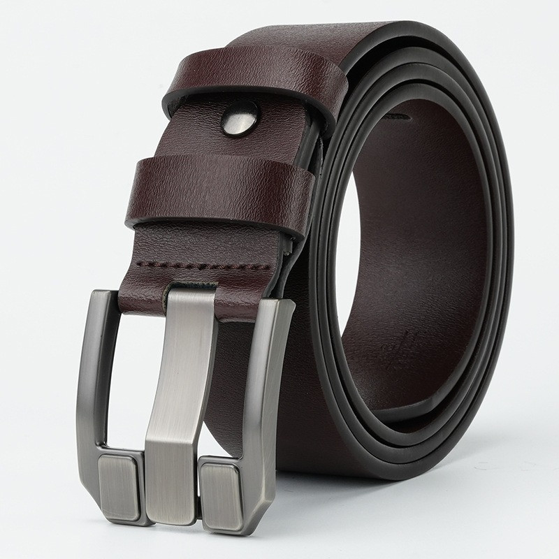 Шкіряний ремінь чоловічий з натуральної шкіри. Чоловічий ремінь пояс для джинсів MILUOTA Коричневий, фото 1