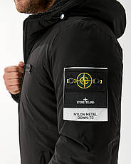 Чоловіча зимова куртка Stone Island двостороння тепла Стон Айленд чорна, фото 4