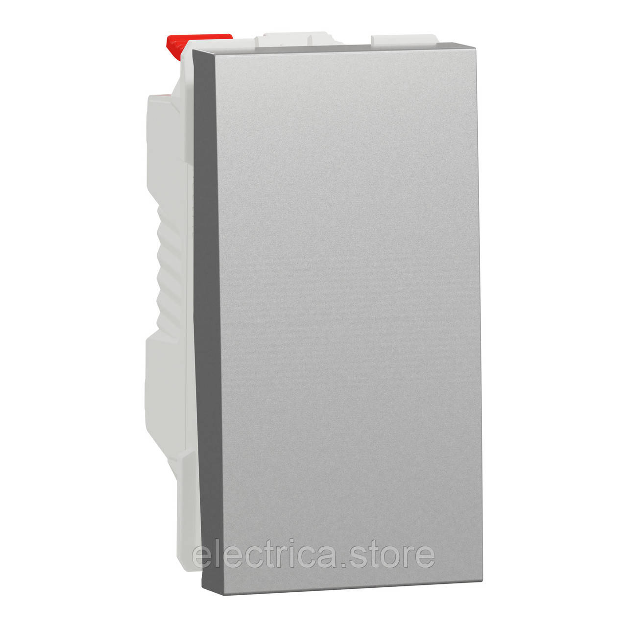 Вимикач 1-клавішний кнопковий 1 модуль Unica New алюміній NU310630, фото 1