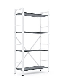 Стелаж металевий фарбований Білий "Лофт" 1100х600х240мм, 4 полиці, ЛДСП колір полиць Антрацит | Стелаж для тераси