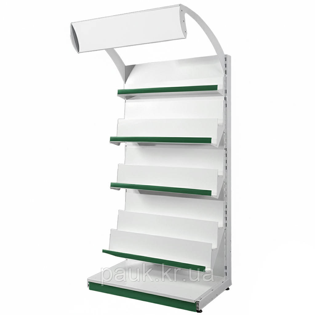 Книжковий стелаж 1900х950 мм, стелаж приставний, торговий стелаж металевий для книг, стелаж для кросвордів, стенд для преси, книг, фото 1