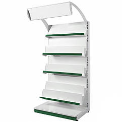 Книжковий стелаж 1900х950 мм, стелаж приставний, торговий стелаж металевий для книг, стелаж для кросвордів, стенд для преси, книг