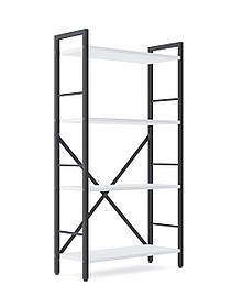 Стелаж металевий фарбований Антрацит "Лофт" 1100х600х240мм, 4 полиці, ЛДСП колір полиць Білий Сніг | Стелаж для тераси