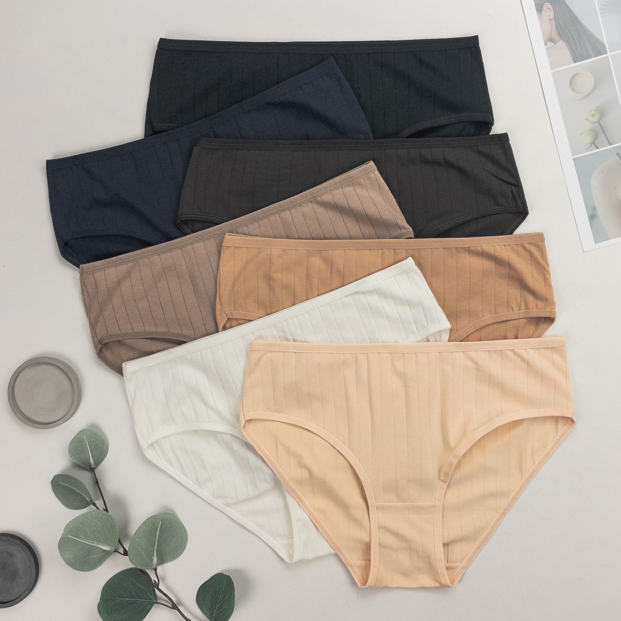 Труси жіночі в рубчик Nicoletta Туреччина тижневки 2XL, 3XL, 4XL | 7 шт.