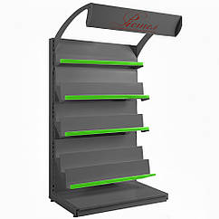 Стелаж книжковий 1900х1200 мм приставний, стелаж для книг торговий, стелаж для торгівлі книгами, журналами, пресою, стелаж для