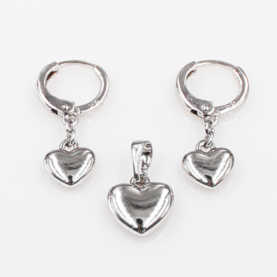 Набір прикрас Серце - кулон+сережки Xuping - родоване покриття (370184/4), фото 1