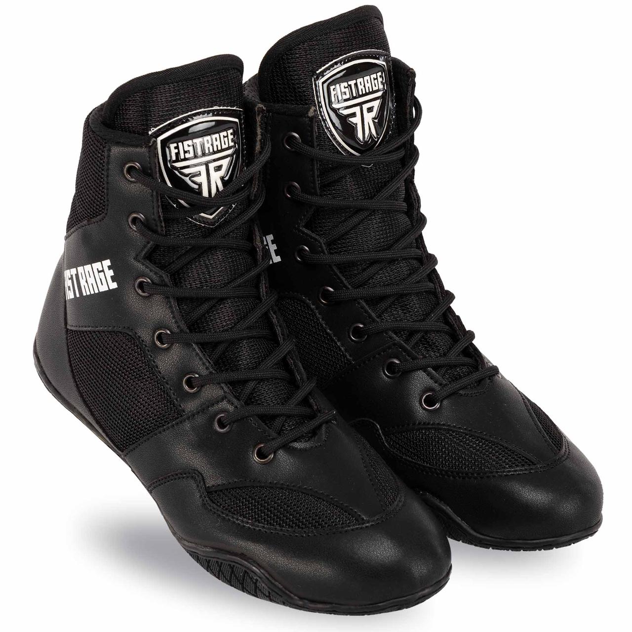 Шкіряні борцовки (підліткові/дорослі) для бокса, боротьби FISTRAGE VL-4570 (розмір 35-45) чорний