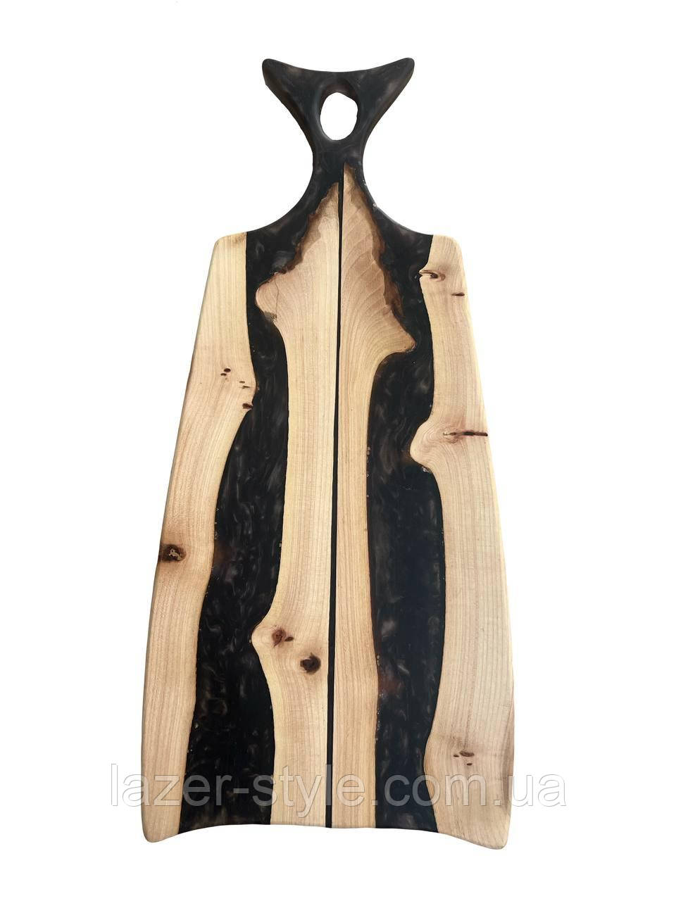 Дошка риб'ячий хвіст з епоксидною смолою коричневого кольору, фото 1