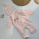 Комплект для новонародженого: чоловічок + шапочка з теплого футеру з начосом, фото 3