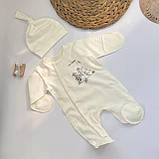 Комплект для новонародженого: чоловічок + шапочка з теплого футеру з начосом, фото 4