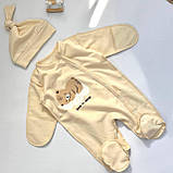 Комплект для новонародженого: чоловічок + шапочка з теплого футеру з начосом, фото 10