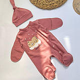 Комплект для новонародженого: чоловічок + шапочка з теплого футеру з начосом, фото 7