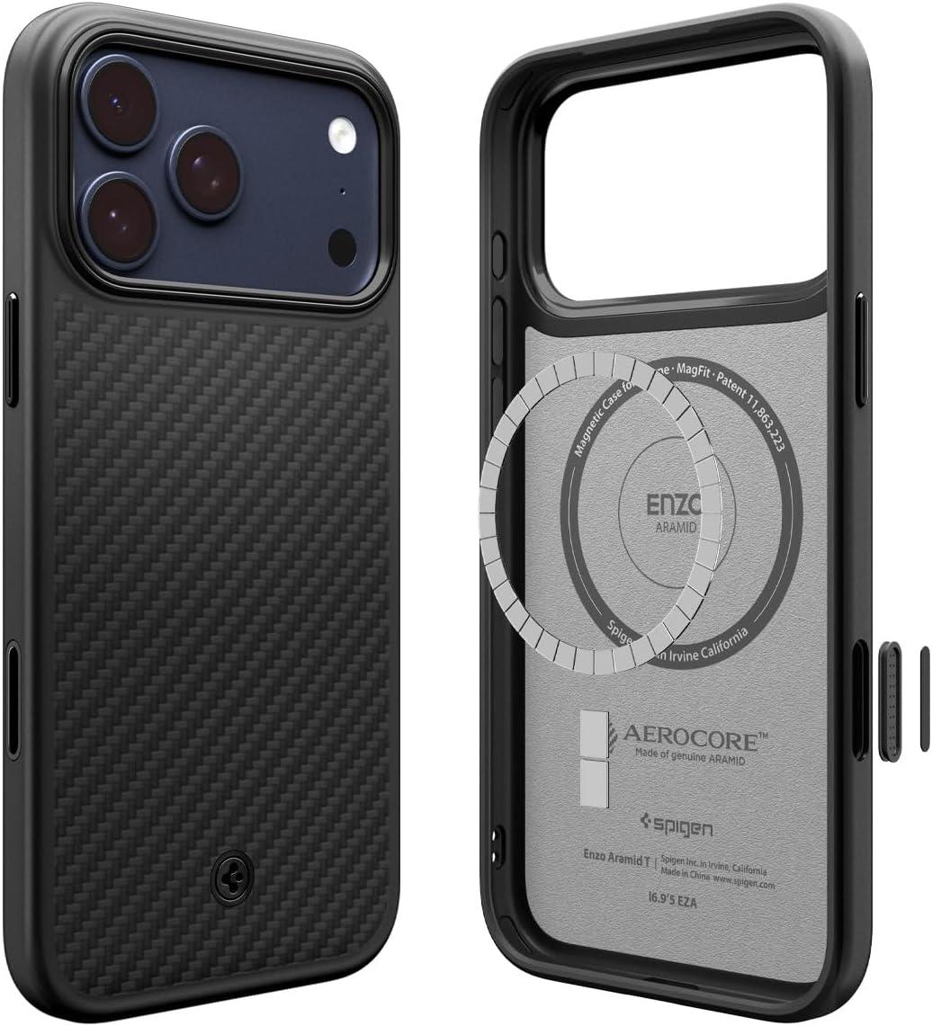 Чохол Spigen Enzo Aramid T MagFit Black для iPhone 17 Pro Max ACS09906, фото 1