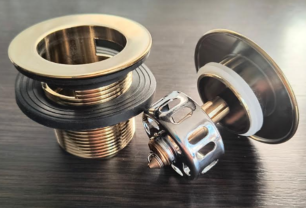 Донний клапан з ПЕРЕЛИВОМ та механізмом  клік клак . Прочистка зверху Бронзовий, фото 1