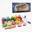 Дошка логічна дерев'яна іграшка для дитини 3в1 Сортер магнітна риболовля гра з фруктами розвиває моторику, фото 10
