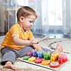 Дошка логічна дерев'яна іграшка для дитини 3в1 Сортер магнітна риболовля гра з фруктами розвиває моторику, фото 7