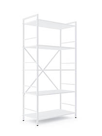 Стелаж металевий фарбований Білий "Лофт" 1600х800х400мм, 5 полиць, ЛДСП колір полиць Білий Сніг | Стелаж для передпокою
