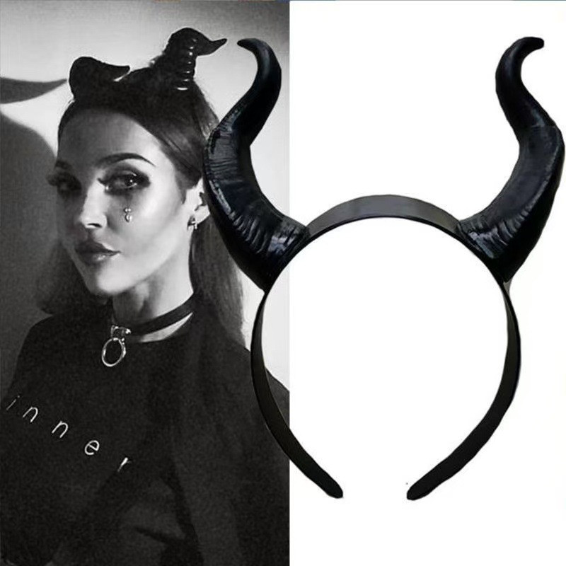 Обруч на Хелловін Роги one size чорний, фото 1