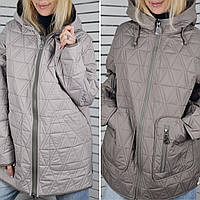Коротка жіноча куртка розміри 50-60 в наявності Corusky двостороння стьобана з капюшоном, утеплена, фабрична, не промокає
