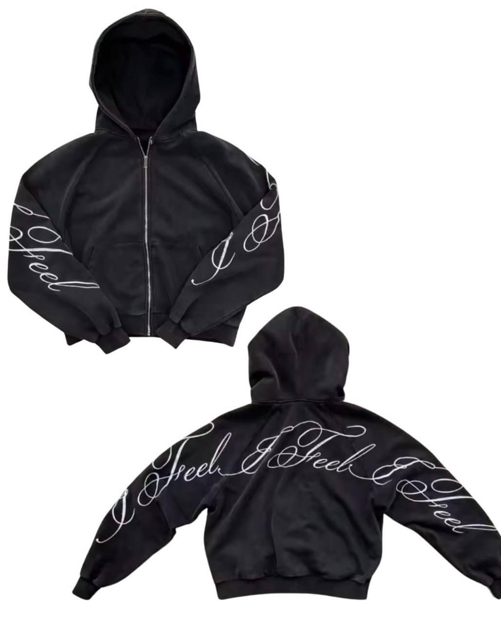 Стильне худі на блискавці з написом розмір : 40-46 Кольори : чорний якісний принт - фото 1 - id-p2771986445