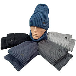 Чоловіча в'язана шапка з флісом і бафф Розмір: 55- 60 (17220)