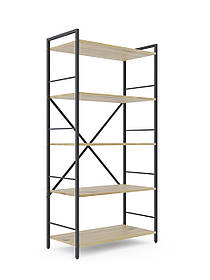 Стелаж металевий фарбований Антрацит "Лофт" 1600х800х400мм, 5 полиць, ЛДСП колір полиць Дуб Артізан | Стелаж для Дома