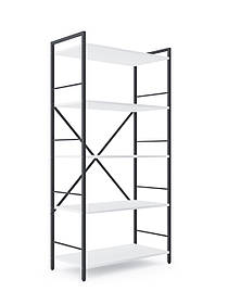 Стелаж металевий фарбований Антрацит "Лофт" 1600х800х400мм, 5 полиць, ЛДСП колір полиць Білий Сніг | Стелаж на балкон