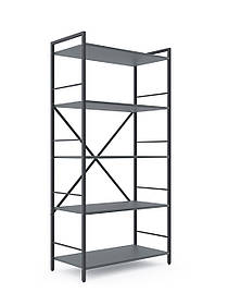 Стелаж металевий фарбований Антрацит "Лофт" 1600х800х400мм, 5 полиць, ЛДСП колір полиць Антрацит | Стелаж для кабінету