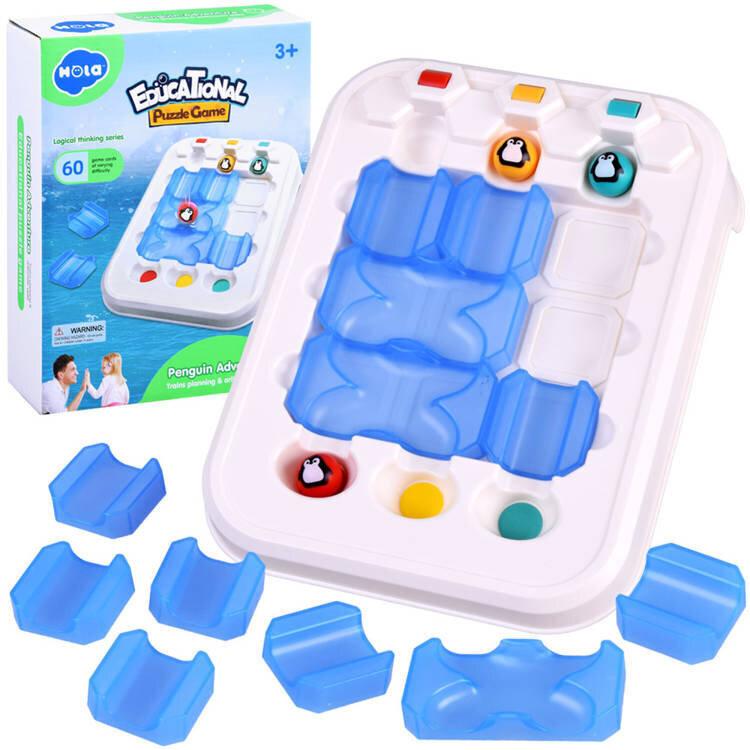 Антарктичний інтерактивний лабіринт з милими пінгвінами для дітей Розвиваюча настільна логічна гра з кульками пазл платформа, фото 1