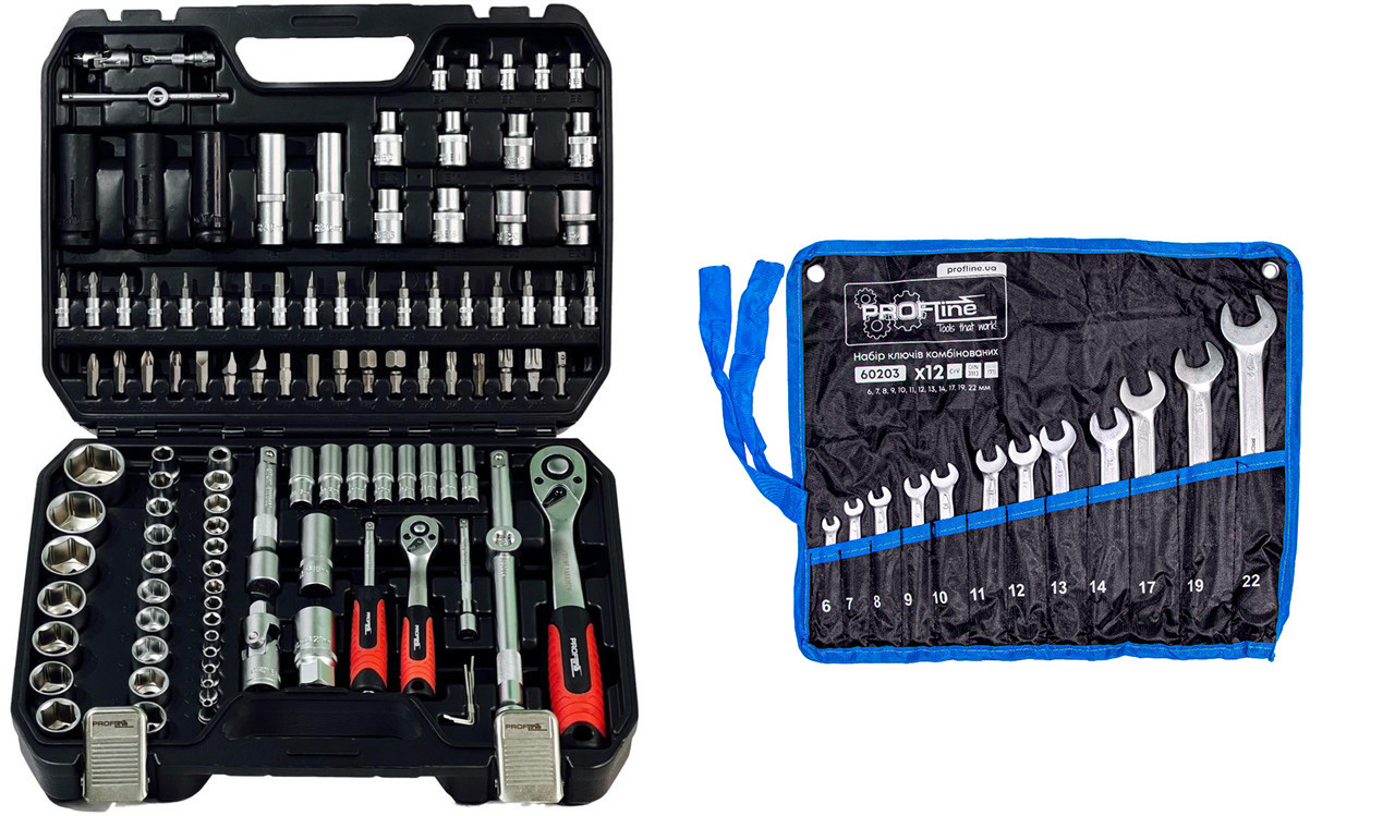 Набір інструменту 2в1 (набір 111 од. + набір ключів 12 од.) Profline 68111-108