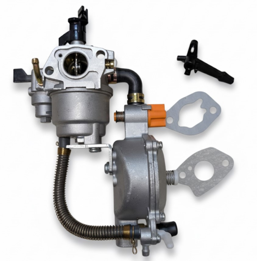 Універсальний змінний надійний карбюратор для генераторів та мотоб 1-4КВТ з редуктором та перемикачем, краном, фото 1