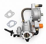 Універсальний змінний надійний карбюратор для генераторів та мотоб 1-4КВТ з редуктором та перемикачем, краном, фото 8