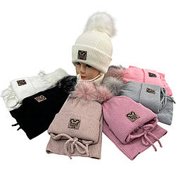 Комплект шапка з флісом і бафф для дітей та підлітків "Дівчинка" Розмір: 50-56 (17231)