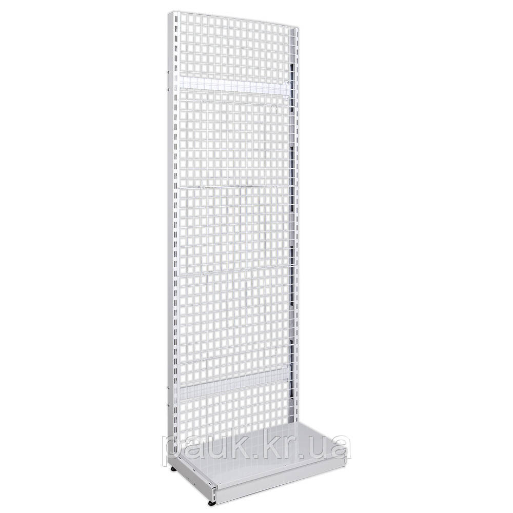 Сітчастий торговий стелаж 1900х600 мм, приставний стелаж Рістел, торговий стелаж під гачки, стелаж з сітчастими панелями для, фото 1