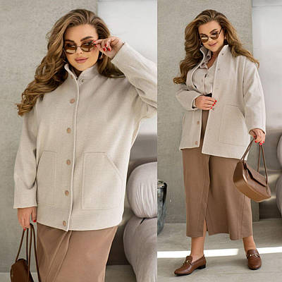 Демісезонне кашемірове жіноче коротке пальто батал