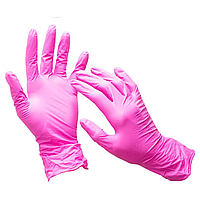 Рукавички нитрилові М (7-8) рожеві, 100 шт./уп., неприпудрені. Виробництво Китай.