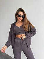 Жіночий спортивний костюм трійка фуме, темно-сірий спортивний костюм