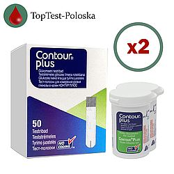 Тест-смужки Контур Плюс 100 шт. у 2 флаконі по 50 шт. у пакованні